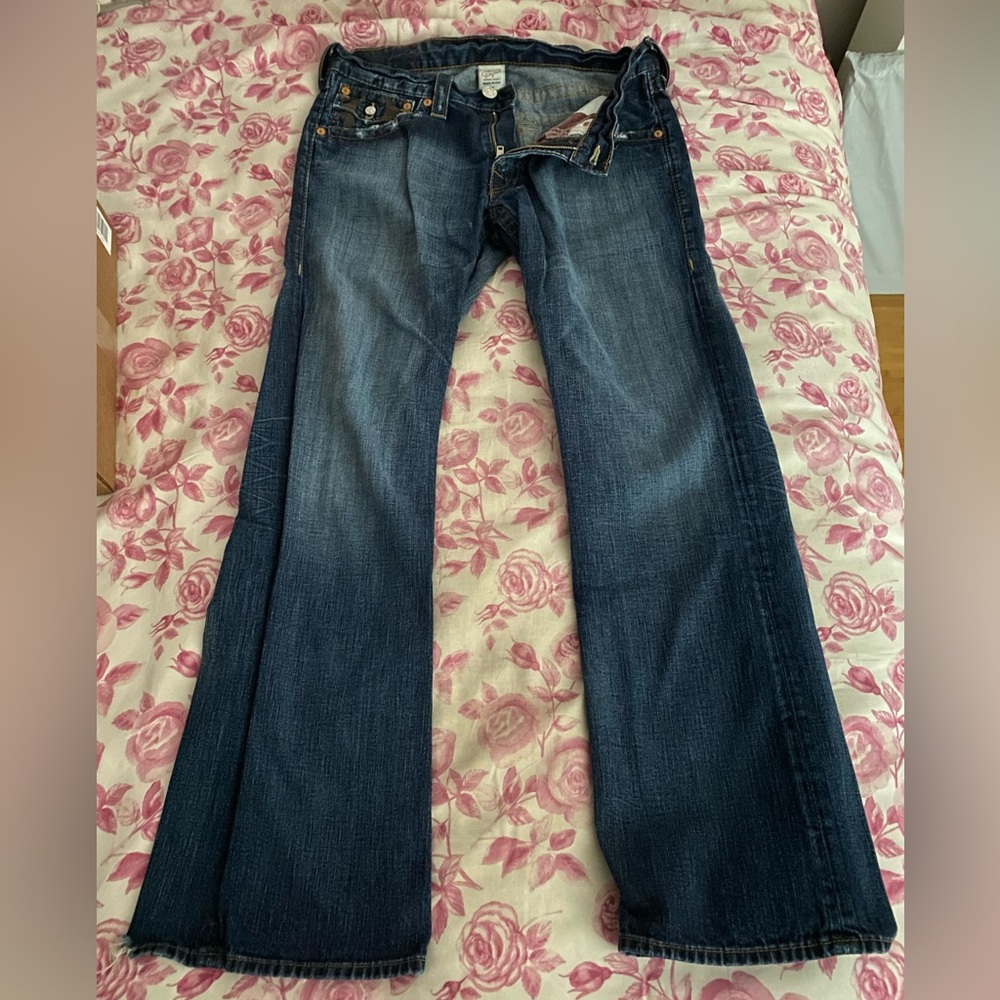 True Religion painted brush flop pockets Jeans